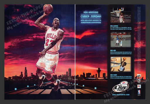 1999 NBA Live 2000 Michael Jordan Bulls Video Game Print Advertisement 2pgs Fetch the Paper!