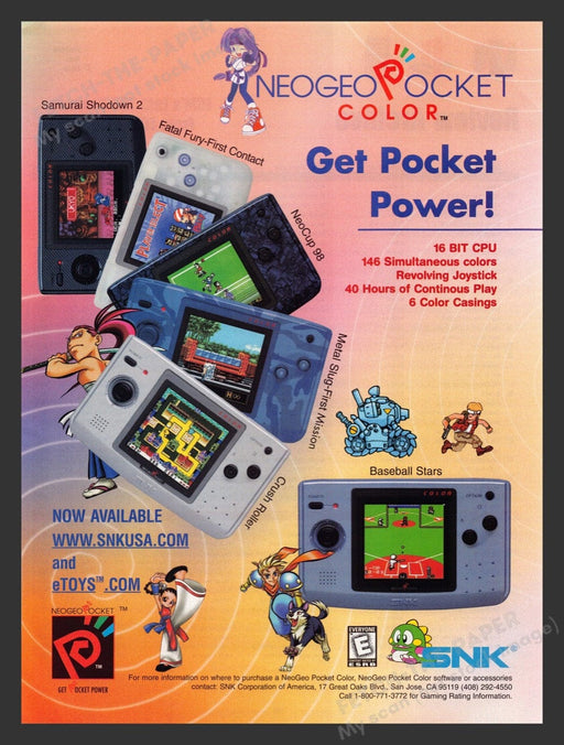 1999 Neogeo Pocket Color SNK Video Game Print Advertisement