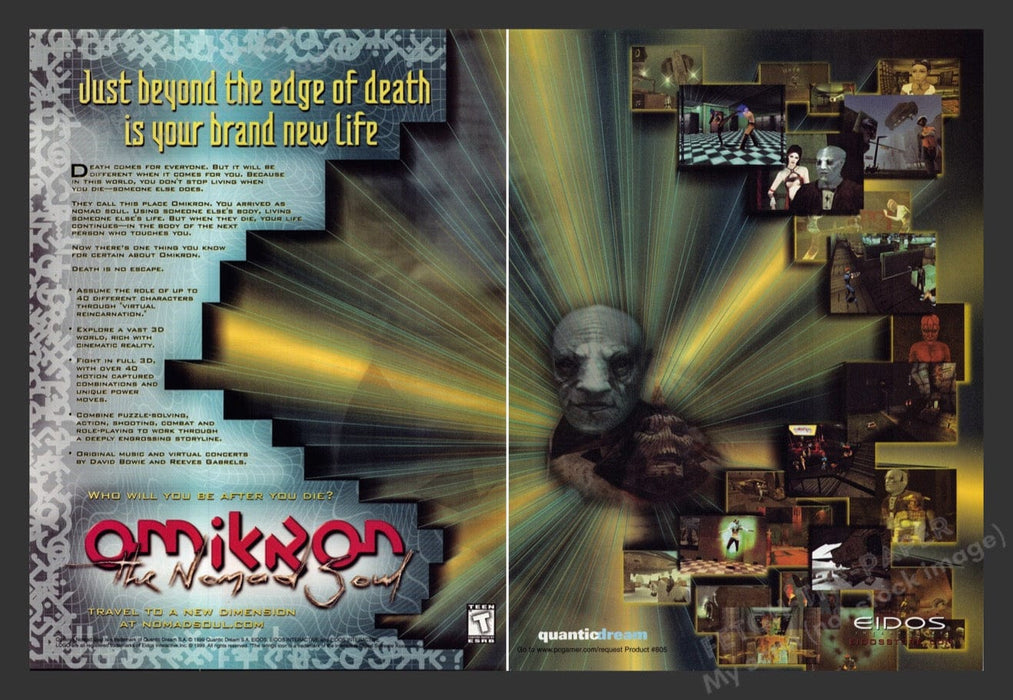 1999 Omikron: The Nomad Soul Video Game Print Advertisement 2pgs Fetch the Paper!