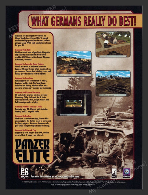 1999 Panzer Elite "What Germans really do best!" Video Game Print Advertisement Fetch the Paper!