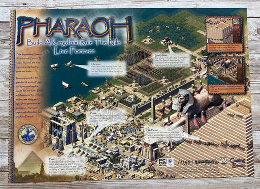 1999 Pharaoh Fold-Out 10.5" x 15" Video Game Poster from Magazine Fetch the Paper!
