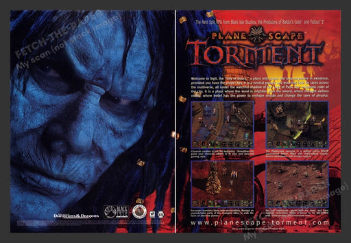 1999 Planescape Torment Advanced D&D Video Game Print Advertisement (2 pgs) Fetch the Paper!