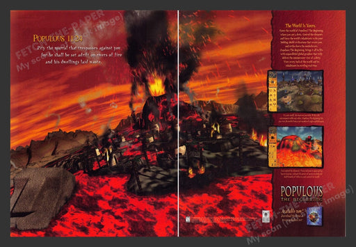 1999 Populous: The Beginning Video Game Print Advertisement 2 pgs