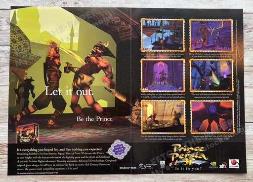 1999 Prince of Persia Fold-Out 10.5" x 15" Video Game Poster from Magazine Fetch the Paper!