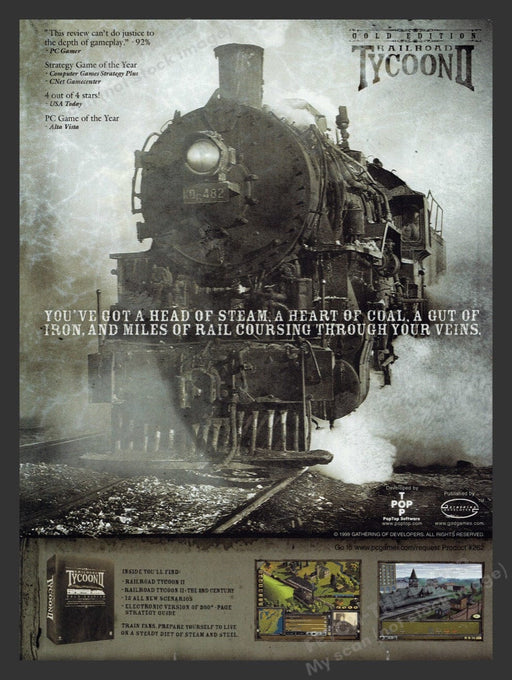 1999 Railroad Tycoon II: Golf Edition Video Game Print Advertisement Fetch the Paper!