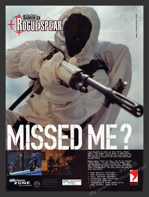 1999 Rainbow Six: Rogue Spear "Missed me?" Video Game Print Advertisement
