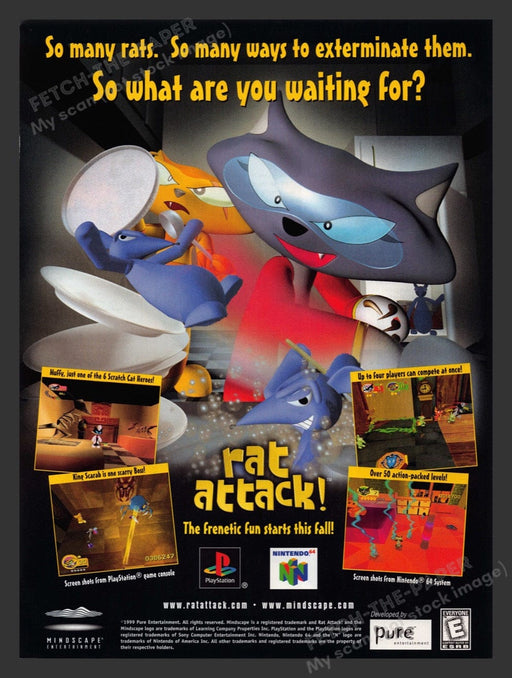 1999 Rat Attack Extermination Video Game Print Advertisement