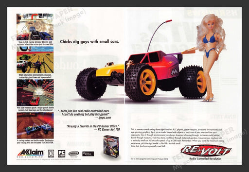 1999 Re-Volt Radio Controlled Revolution Video Game Print Advertisement 2pgs