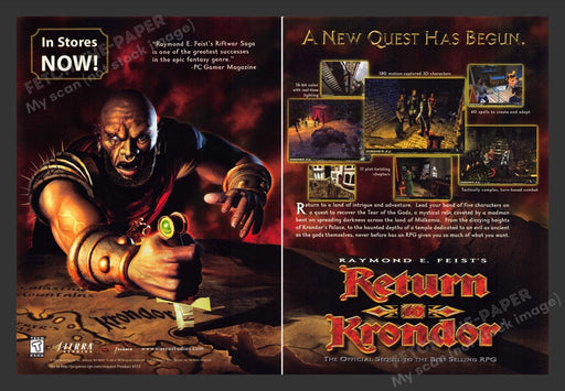 1999 Return to Krondor Dagger in Map Video Game Print Advertisement (2 pgs)