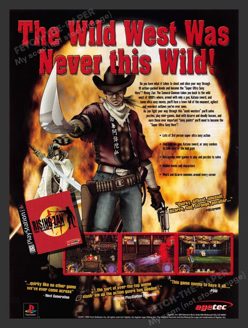 1999 Rising Zan: The Samurai Gunman Video Game Print Advertisement