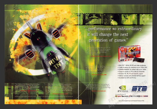 1999 RIVA TNT Velocity 4400 Video Game Print Advertisement 2pgs Fetch the Paper!