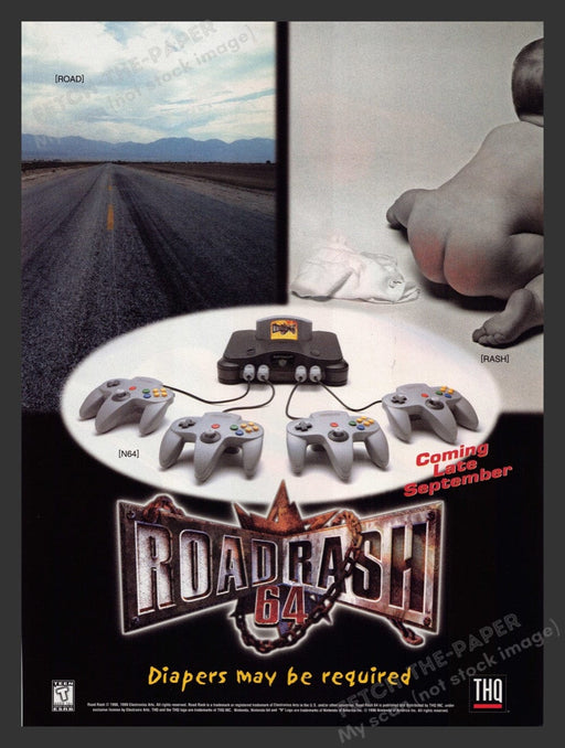 1999 Road Rash 64 Baby Butt Rash Video Game Print Advertisement