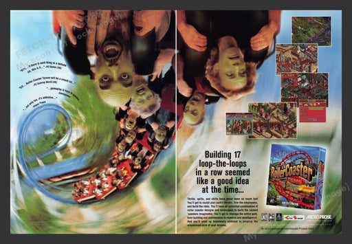 1999 Roller Coaster Tycoon Video Game Print Advertisement (2 pgs)
