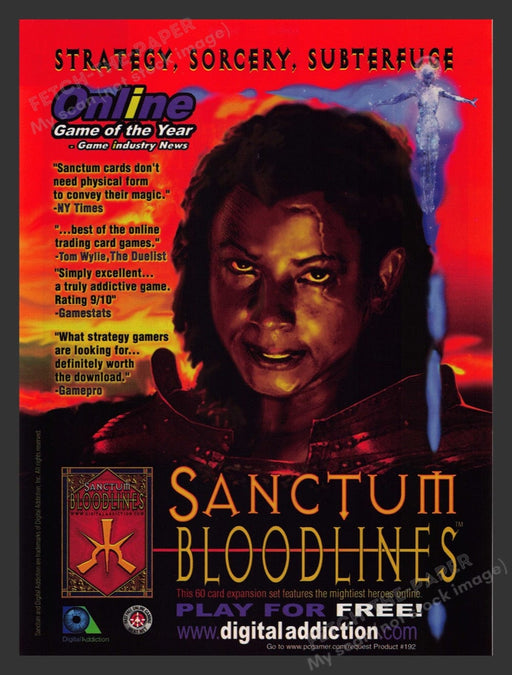 1999 Sanctum: Bloodlines "Strategy, Sorcery, Subterfuge" Video Game Print Ad Fetch the Paper!