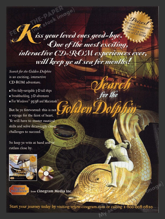 1999 Search for the Golden Dolphin Video Game Print Advertisement