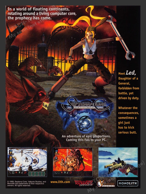 1999 Septerra Core: Legacy of the Creator Video Game Print Advertisement