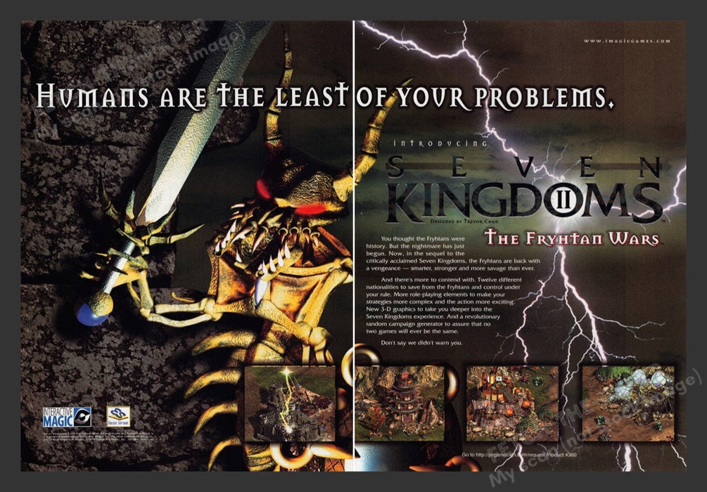 1999 Seven Kingdoms II Video Game Print Advertisement (2 pgs) Fetch the Paper!
