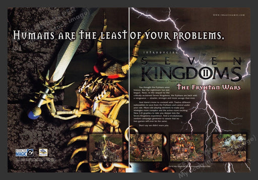 1999 Seven Kingdoms II Video Game Print Advertisement (2 pgs) Fetch the Paper!
