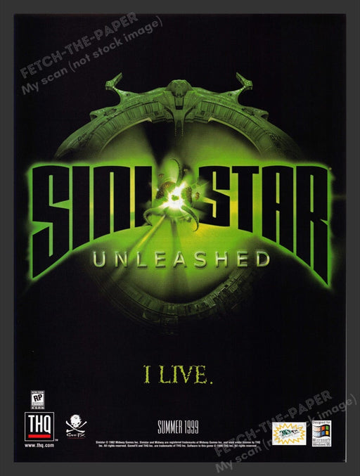 1999 Sinistar Unleashed "I Live" Video Game Print Advertisement
