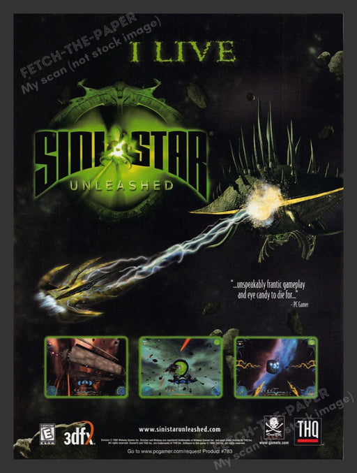 1999 Sinistar: Unleashed "I Live" Video Game Print Advertisement