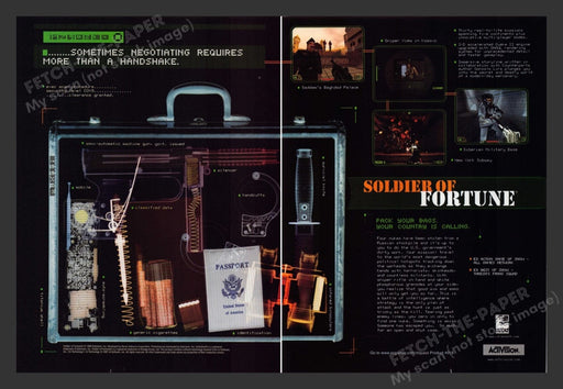 1999 Soldier of Fortune Briefcase Scan Video Game Print Advertisement 2pgs Fetch the Paper!