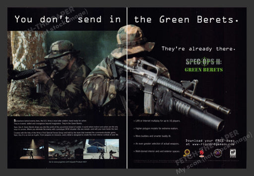 1999 Spec OPS II: Green Berets Video Game Print Advertisement 2pgs Fetch the Paper!