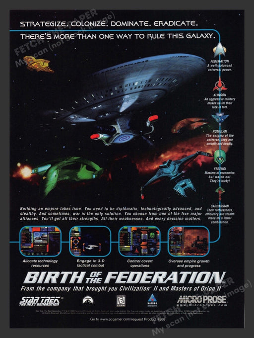 1999 Star Trek: Birth of the Federation Video Game Print Advertisement