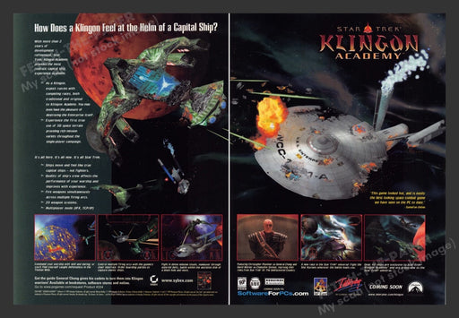 1999 Star Trek Klingon Academy Video Game Print Advertisement (2 pgs)