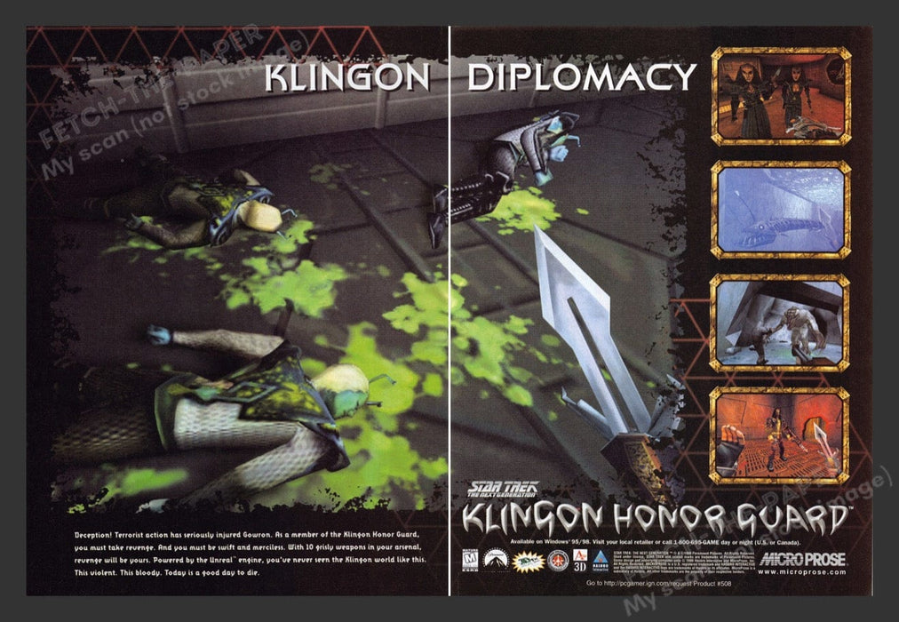 1999 Star Trek: Klingon Honor Guard Video Game Print Advertisement (2 pgs)