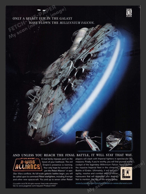 1999 Star Wars X-Wing Alliance Video Game Print Advertisement Fetch the Paper!