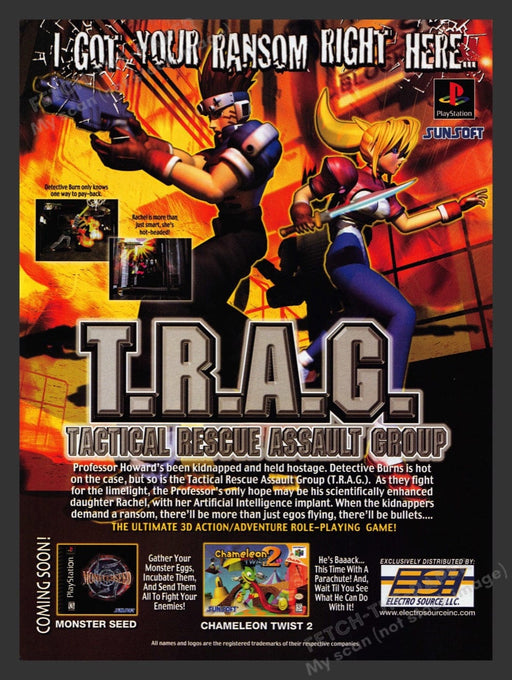 1999 T.R.A.G. Tactical Rescue Assault Group Video Game Print Advertisement