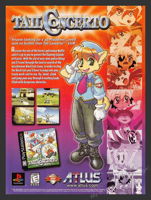 1999 Tail Concerto Waffle the Policeman Video Game Print Advertisement