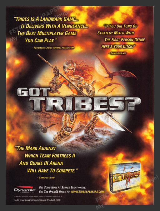 1999 Tribes "Got Tribes?" Video Game Print Advertisement Fetch the Paper!