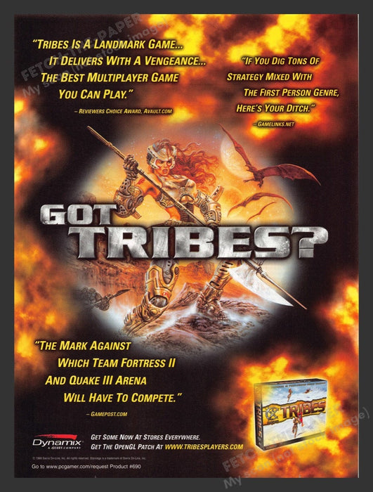 1999 Tribes "Got Tribes?" Video Game Print Advertisement Fetch the Paper!