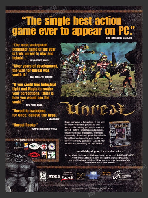 1999 Unreal Video Game Print Ad Fetch the Paper!