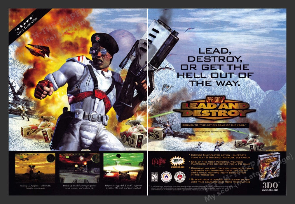 1999 Uprising: Lead and Destroy Video Game Print Advertisement (2 pgs)