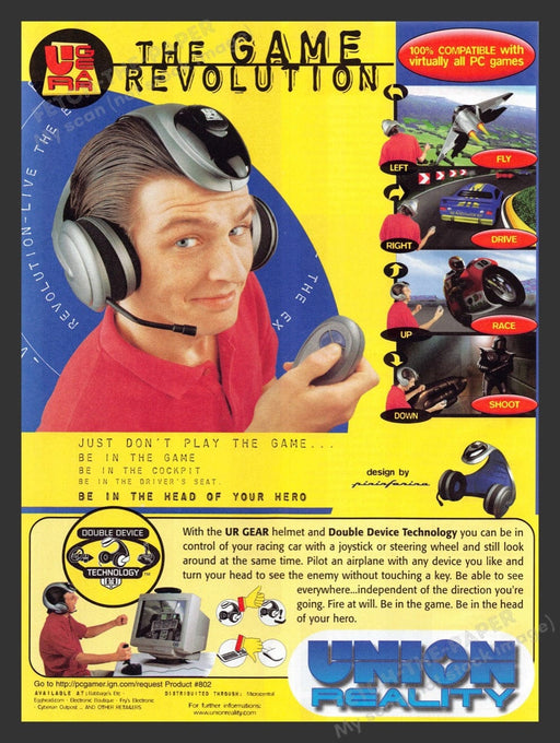1999 UR Gear Helmet PC Controller Video Game Print Advertisement