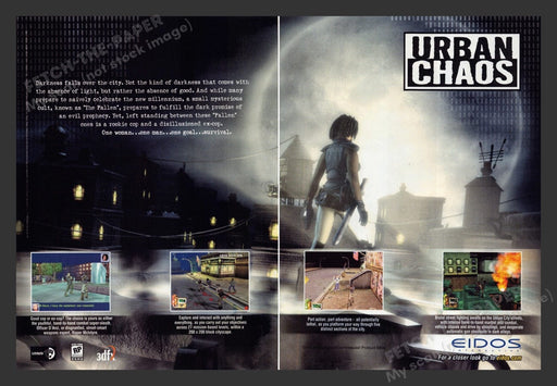 1999 Urban Chaos "The Fallen" Video Game Print Ad 2pgs