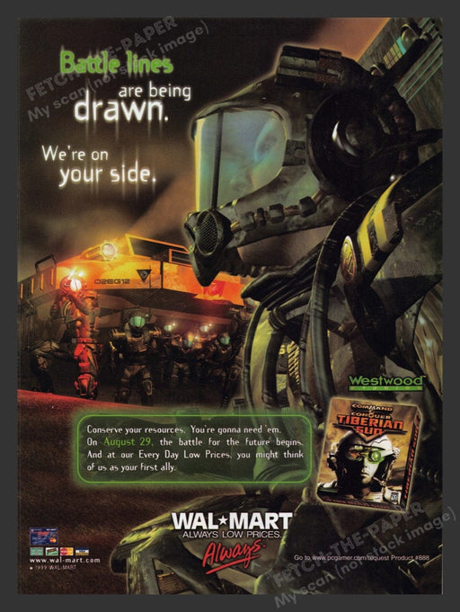 1999 Walmart Command & Conquer: Tiberian Sun Video Game Print Advertisement Fetch the Paper!