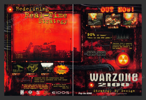1999 Warzone 2100 "Strategy by design" Tank Video Game Print Advertisement 2pgs Fetch the Paper!