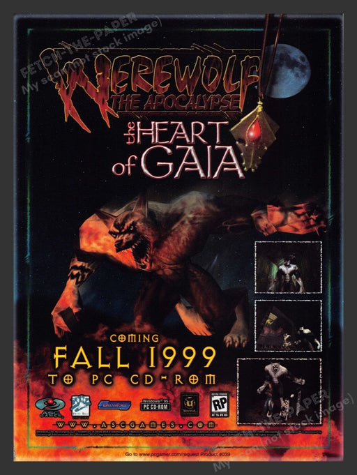 1999 Werewolf The Apocalypse: The Heart of Gaia Video Game Print Advertisement Fetch the Paper!