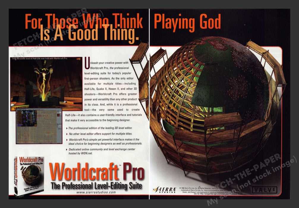 1999 Worldcraft Pro Editing Suite Video Game Print Advertisement (2 pgs) Fetch the Paper!