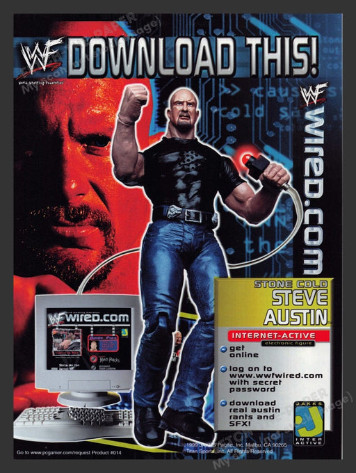 1999 WWF Stone Cold Steve Austin Jakks Interactiv Video Game Print Advertisement