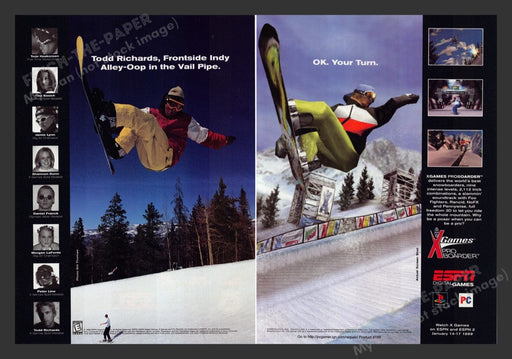 1999 XGames Proboarder with Todd Richards Video Game Print Advertisement (2 pgs) Fetch the Paper!
