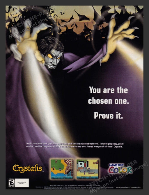 2000 Crystalis Gameboy Color Video Game Print Advertisement