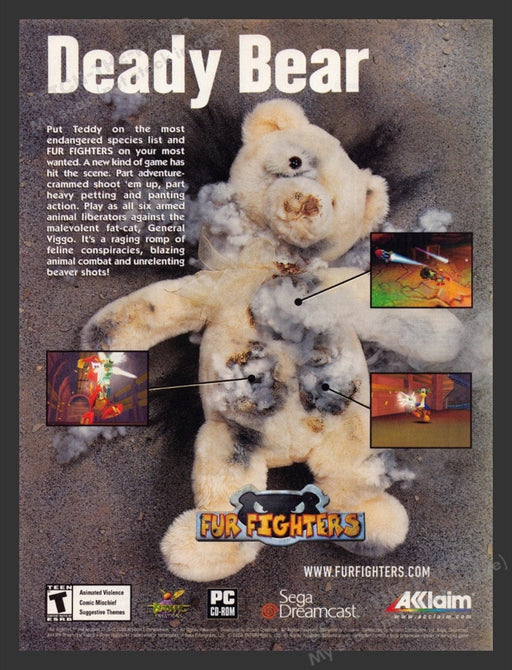 2000 Fur Fighters "Deady Bear" Video Game Print Advertisement