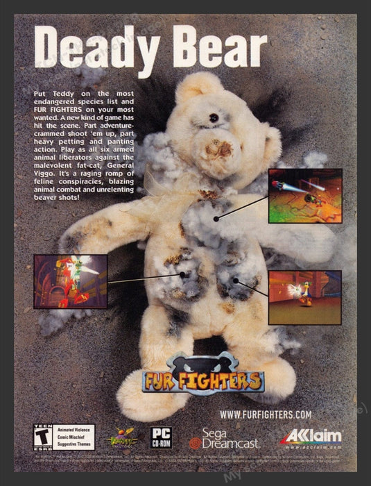 2000 Fur Fighters "Deady Bear" Video Game Print Advertisement