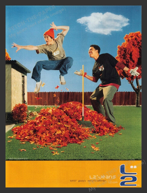 2000 L2 Jeans Pile of Leaves Print Advertisement Ad