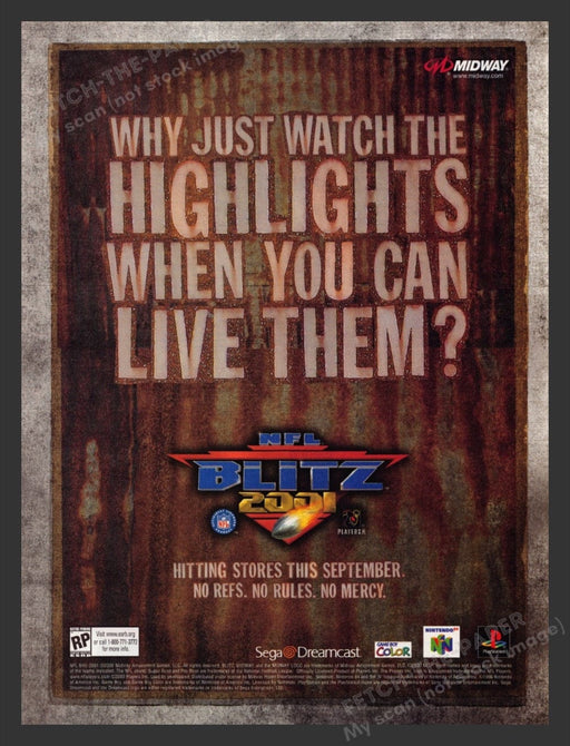 2000 NFL Blitz 2001 Video Game Print Advertisement