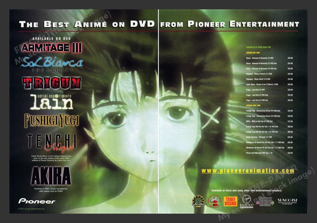 2000 Pioneer Animation Anime on DVD Serial Experiments Lain Print Ad ...